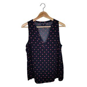 Gap Navy Pink Medallion Sleeveless Blouse Size L